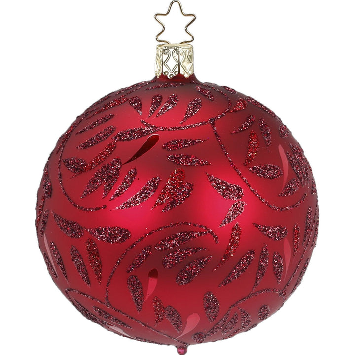 Inge Glass "Traditional Red Matte Christmas Ball" Ornament, 2 sizes