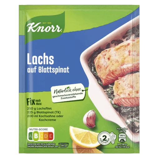 Knorr Lachs auf Blattspinat