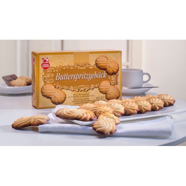 Lebkuchen Schmidt Butterspritzgebäck (Shortbread with a Milk Chocolate Base)