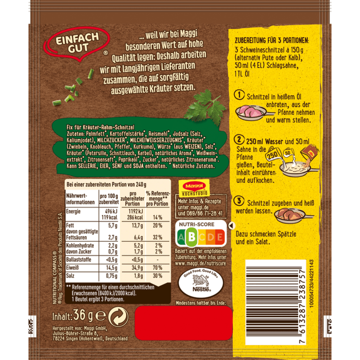 Maggi Fix Krauter Rahm Schnitzel