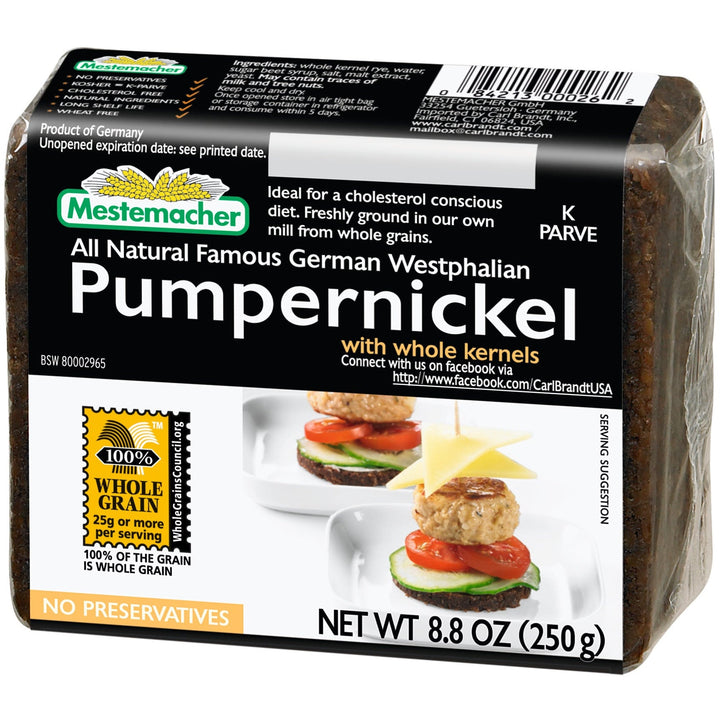 Mestemacher Westphalian Pumpernickel 250 g package, front view