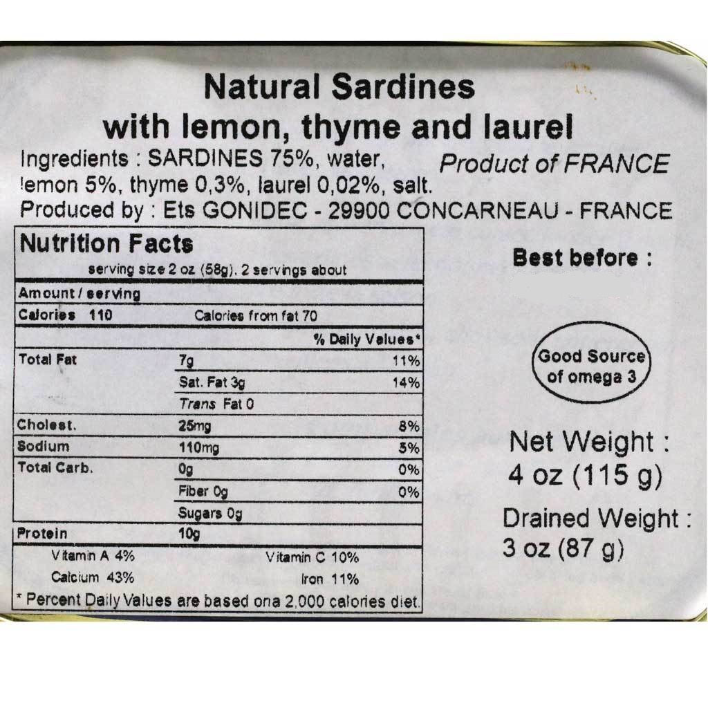 Mouettes d'Arvor Sardines in Water w/ Lemon Thyme & Laurel