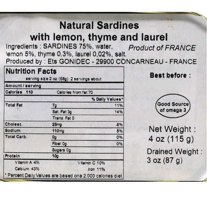Mouettes d'Arvor Sardines in Water w/ Lemon Thyme & Laurel