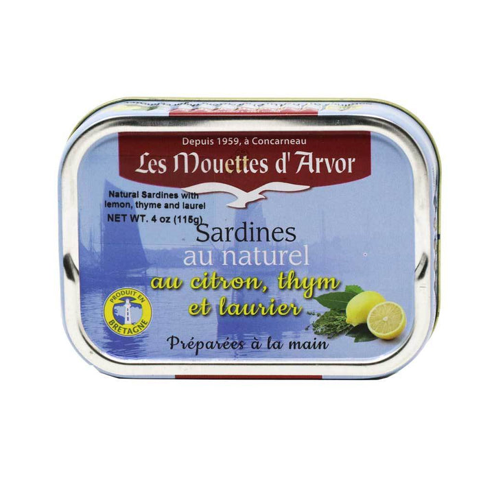 Mouettes d'Arvor Sardines in Water w/ Lemon Thyme & Laurel