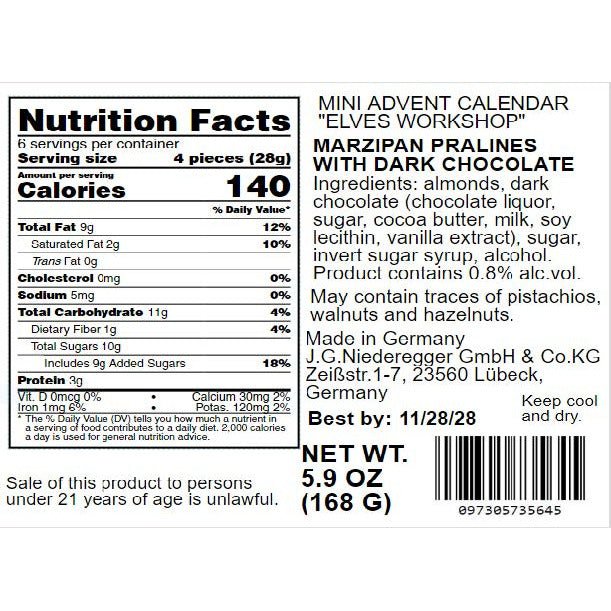Niederegger Marzipan Mini Advent Calendar, Elves Workshop