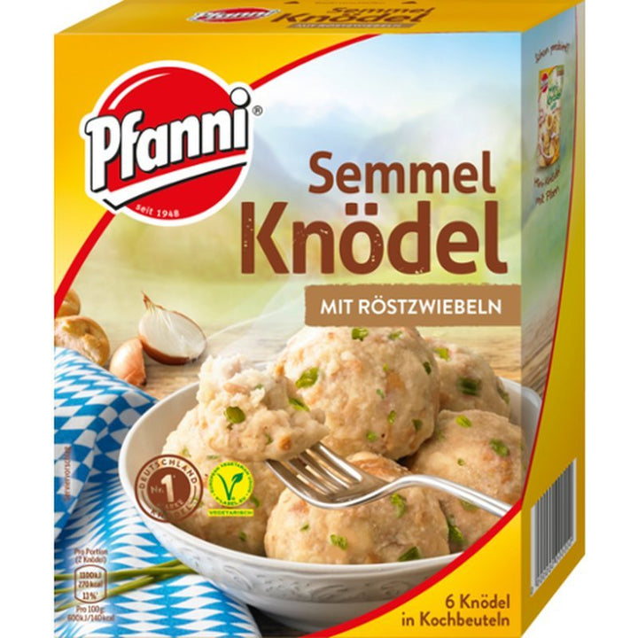Pfanni bread dumplings with roasted onions, box of 6 boil-in-bag dumplings