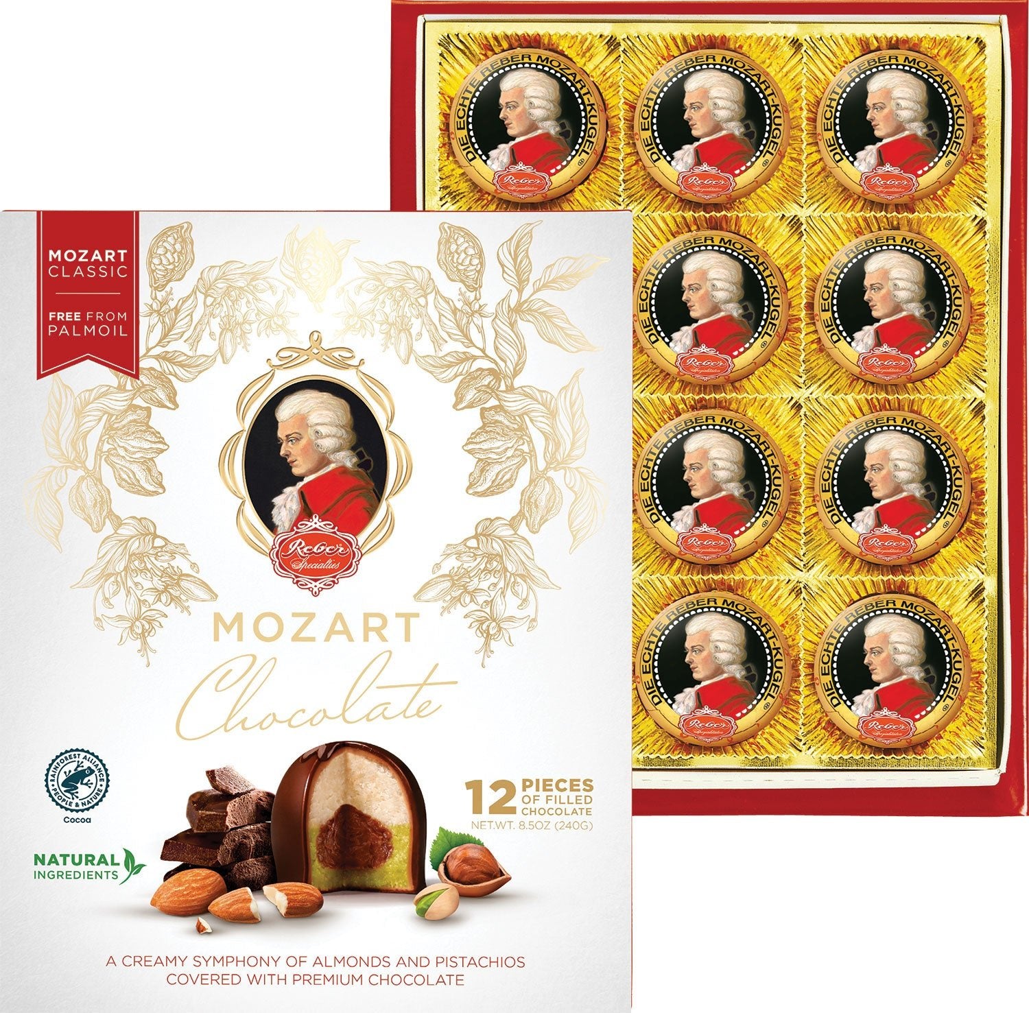 German Reber Mozart Kugeln Mozart Balls Filled Chocolates 8 Piece Bag