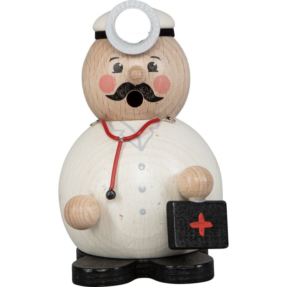 Saico Doctor wooden incense smoker with head mirror, stethoscope, and medical bag