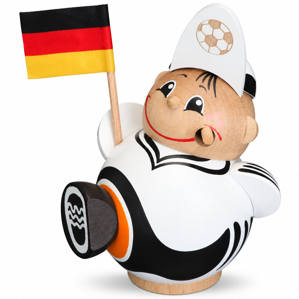 Seiffener Volkskunst Football Fan incense smoker on a white background