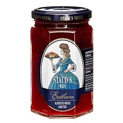 Staud's Strawberry Preserves, 330 g jar, front view