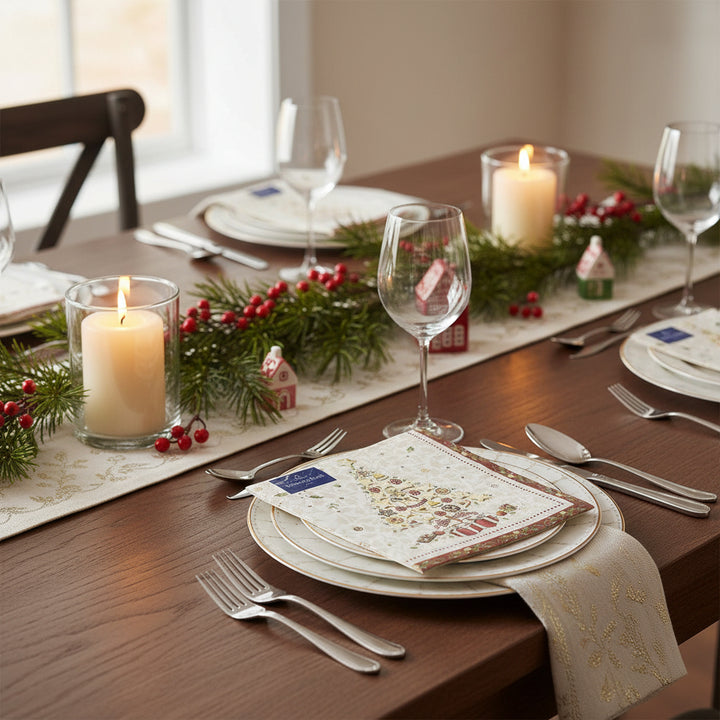 Villeroy & Boch Bakery Tree cocktail napkin on a festive table setting