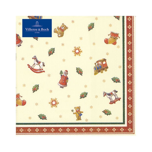 Villeroy & Boch Scattered Toys luncheon napkin with Christmas toy pattern
